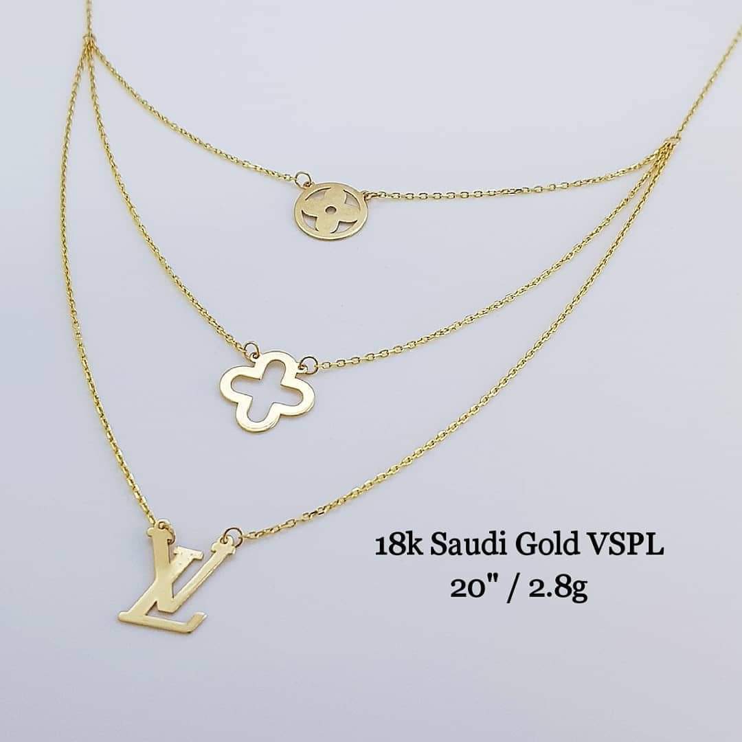 18K Saudi Gold LV Layered Necklace, Women's Fashion, Jewelry & Organizers,  Necklaces on Carousell