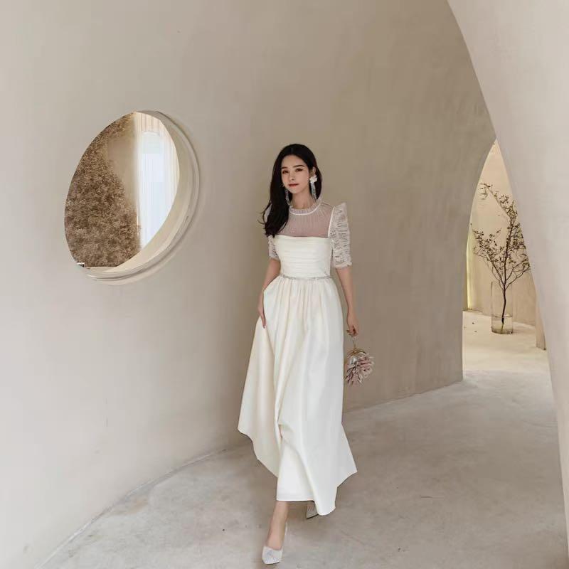 Self portrait shop ivory taffeta dress