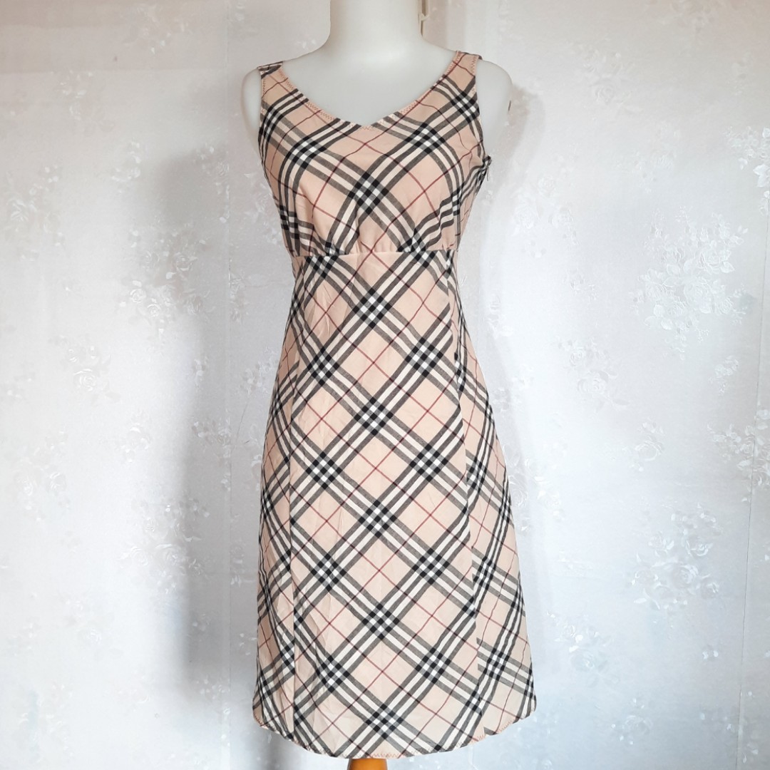 nova check Sleeveless dress beige 