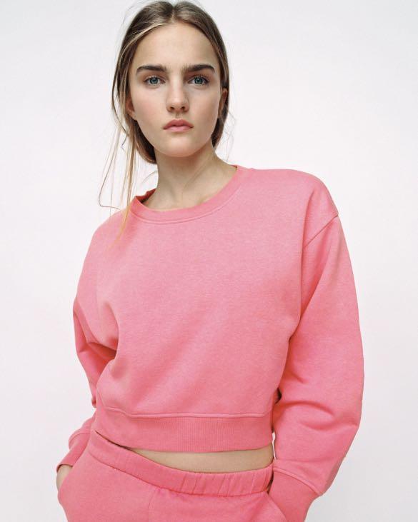 BN zara basic sweatshirt pullover sweater in pink