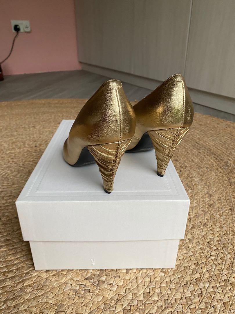 Celine Gold Heels wedding shoes