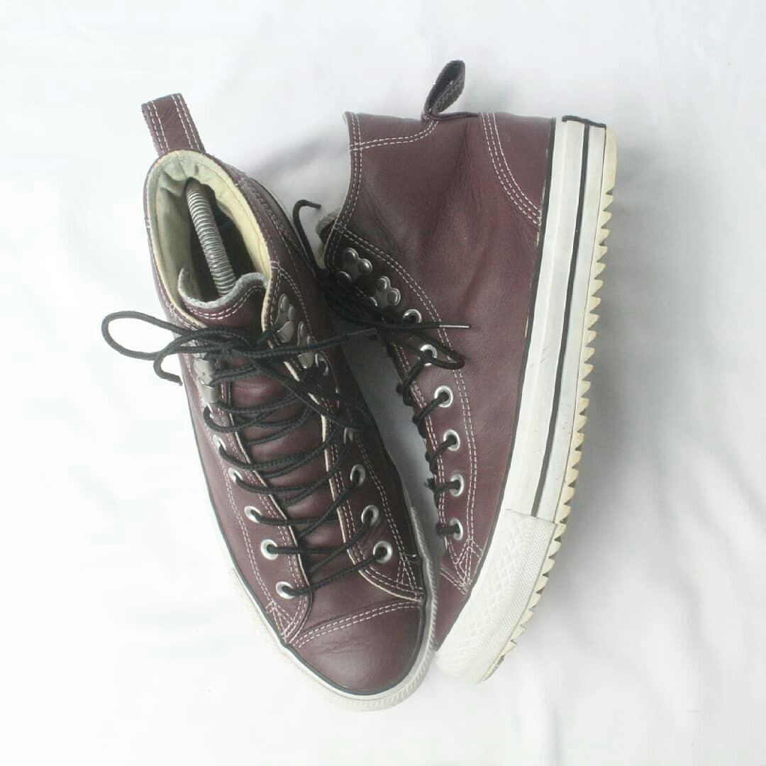 Converse Ct Hiker High Bondeaux Leather Fesyen Pria Sepatu Sneakers di Carousell