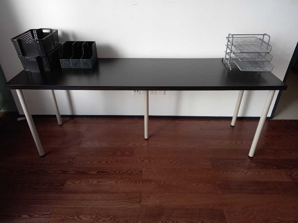 IKEA DESK black-brown 200x60 cm / IKEA LAGKAPTEN / ADILS, Furniture & Home  Living, Furniture, Tables & Sets on Carousell