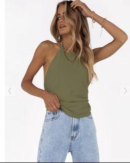 Dissh Khaki Halter Top
