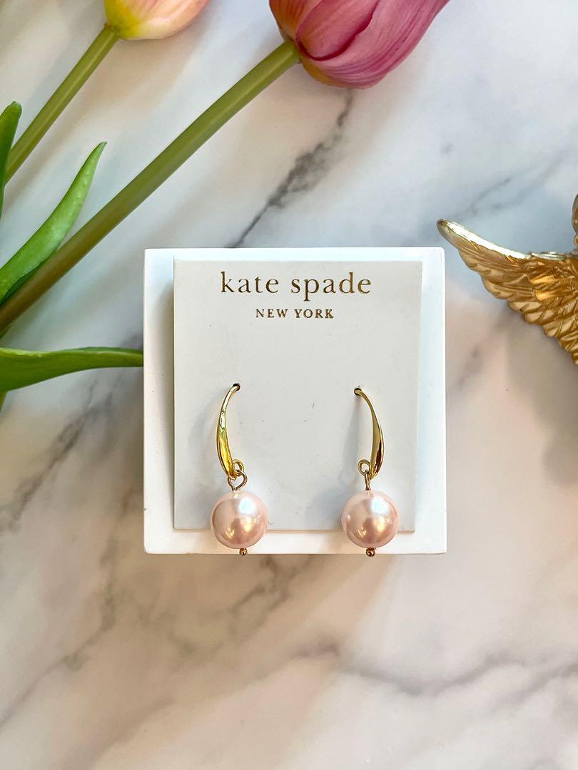 Kate spade rose new arrivals gold pearl earrings