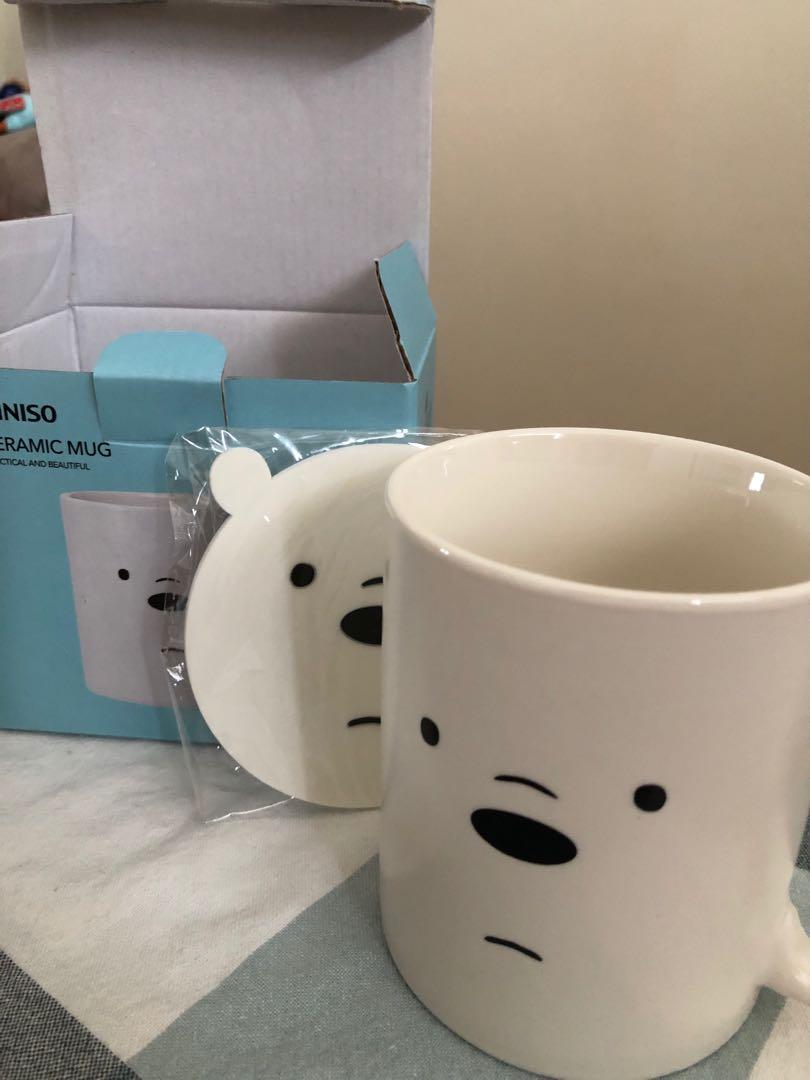 Miniso We Bare Bears ceramic mug, Furniture & Home Living, Kitchenware ...