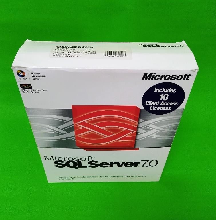 MS SQL SERVER 7.0 （分類：硬碟及儲存器）位於 Hong Kong。 由 kautouri 提交（商品編號 1083482599，圖片 2）。簡介： 產品狀態：不是新品, 原裝盒有少許舊; 有產品密鑰; 軟件光碟沒有損壞但已開封及曾經被安裝過; 其他有關產品外觀請參考圖片。 注意： - 被遮蓋的產品密鑰是圖片後期加工，以防止被盜用。 - 如 (包括但不限於) 包裝盒面 外/內或光碟保護紙套有任何書寫文字，賣方將在交收前會以改錯帶遮蓋後才交付買方，敬請留意。 - 請各位有興趣人士及買家留意，產品已曾經使用，所以並不是未開封新品。 溫馨提示 ：為保障買賣雙方及由於本人沒有任何電子錢包，包括微信支付（Wechat Pay）、支付寶（Alipay）等等，交易以現金當面交收，不便之處敬請原諒。 交貨地區以香港島銅鑼灣站 (崇光百貨出口方面) /天后港鐵站為主。亦可考慮港島線內金鐘站至柴灣站（但需要買賣雙方商討並接受） 。