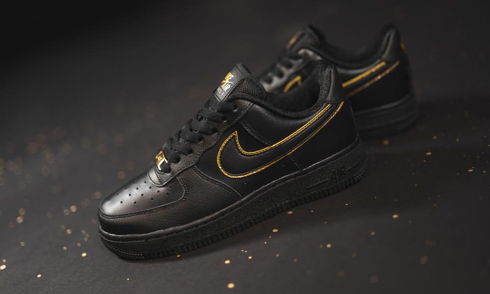 Nike Air Force 1 Essentials Black Metallic Gold