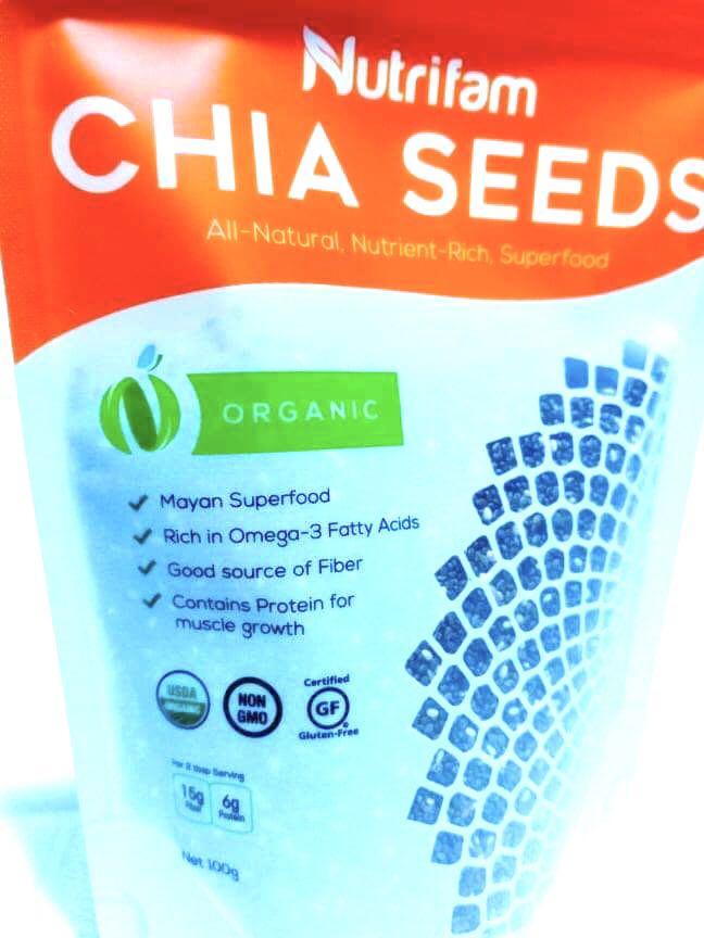 Nutrifam Chia Seeds 100g (Category: Health Food, Drinks & Tonics) located in Manila. Submitted by rotalie (Listing ID 1083585509, Image 2). Description: Nutrifam Chia Seeds 100 #inManila #inQC #inMandaluyong #inMakati #inTaguig #inPasig #inMarikina #inCainta #inAntipolo Delivery thru Lalamove or Grab express c/o buyer from Sampaloc Manila. Payment via bank transfer or GCash before shipping :) For further inquiries, pls call us 09153264002 :) .