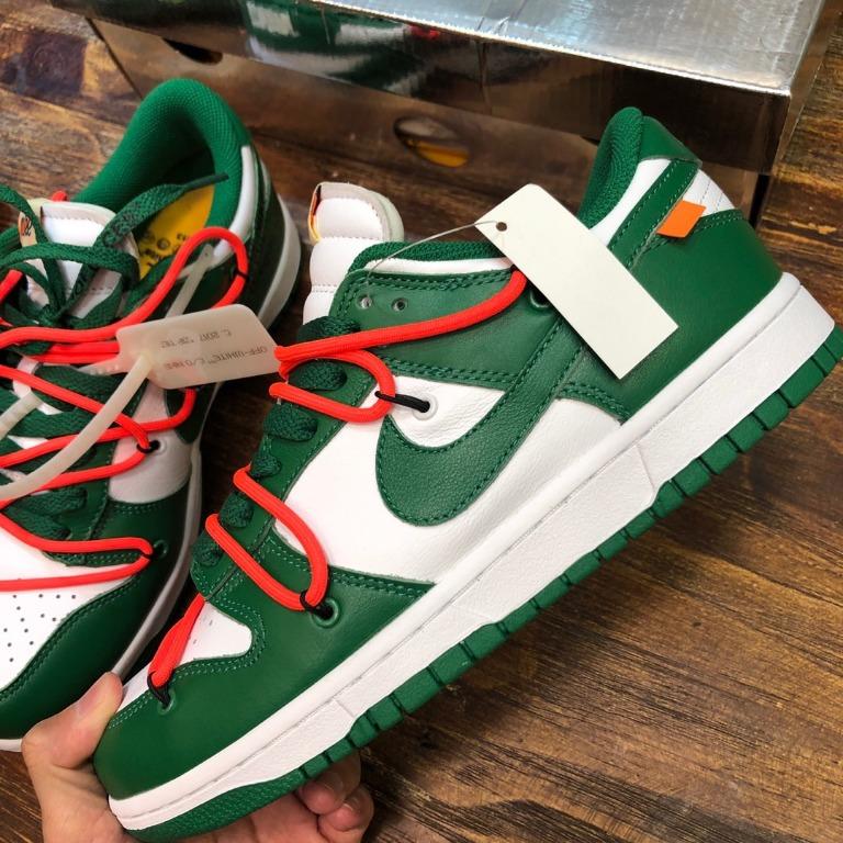 Off-white x futura x nike sb store dunk low in white/pine green
