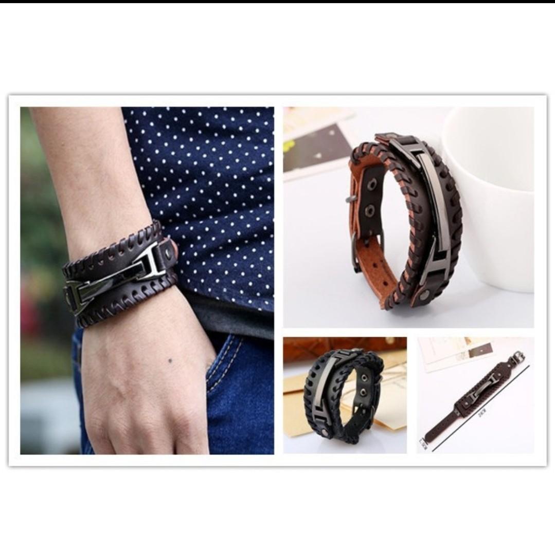 Punk Men s Leather Bracelet Alloy Leather Bracelet Men s Fashion