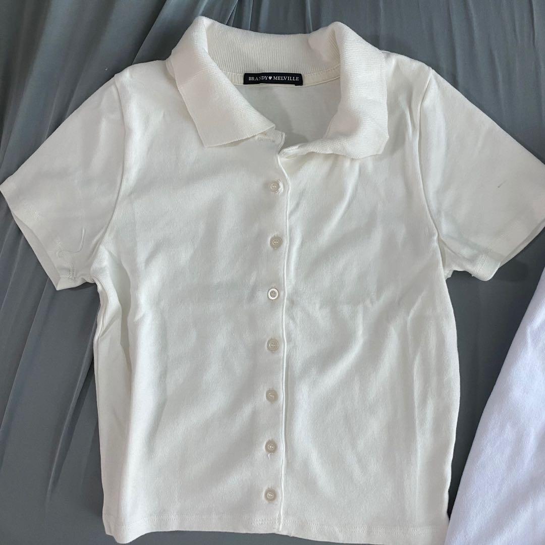 BRANDY MELVILLE WHITE BUTTON UP, Women's Fashion, Tops, Other Tops on  Carousell