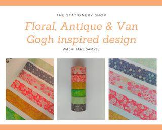 Washi tape sample/ Floral, Antique and Van gogh inspired design B
