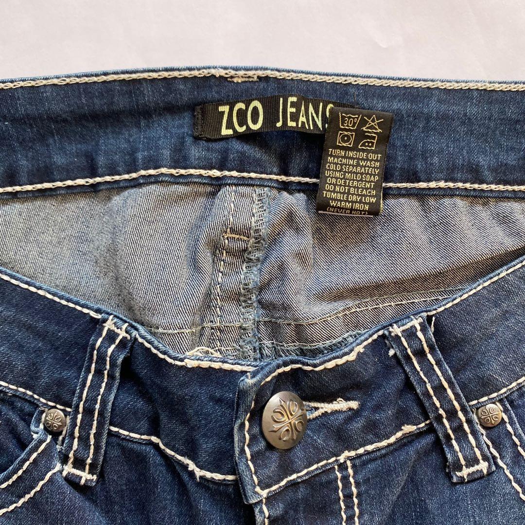 Y2k vintage embroidered contrast stitch low waist denim pants for women