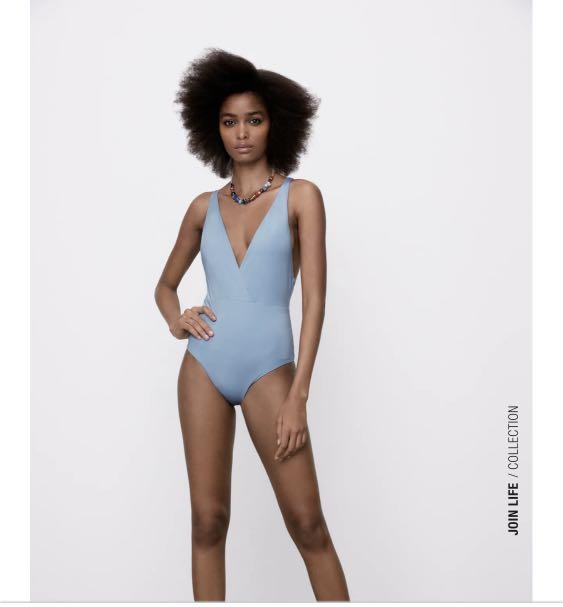 Zara blue swimsuit on sale