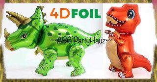 4D Dinosaur TREX TRICERATOPS Foil Balloon Party Decoration