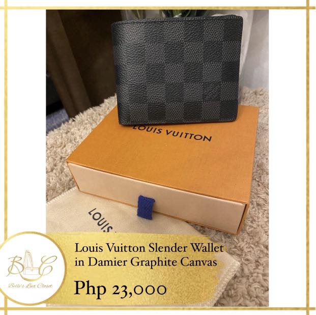 Louis Vuitton Men's Slender Wallet Damier Graphite Canvas for