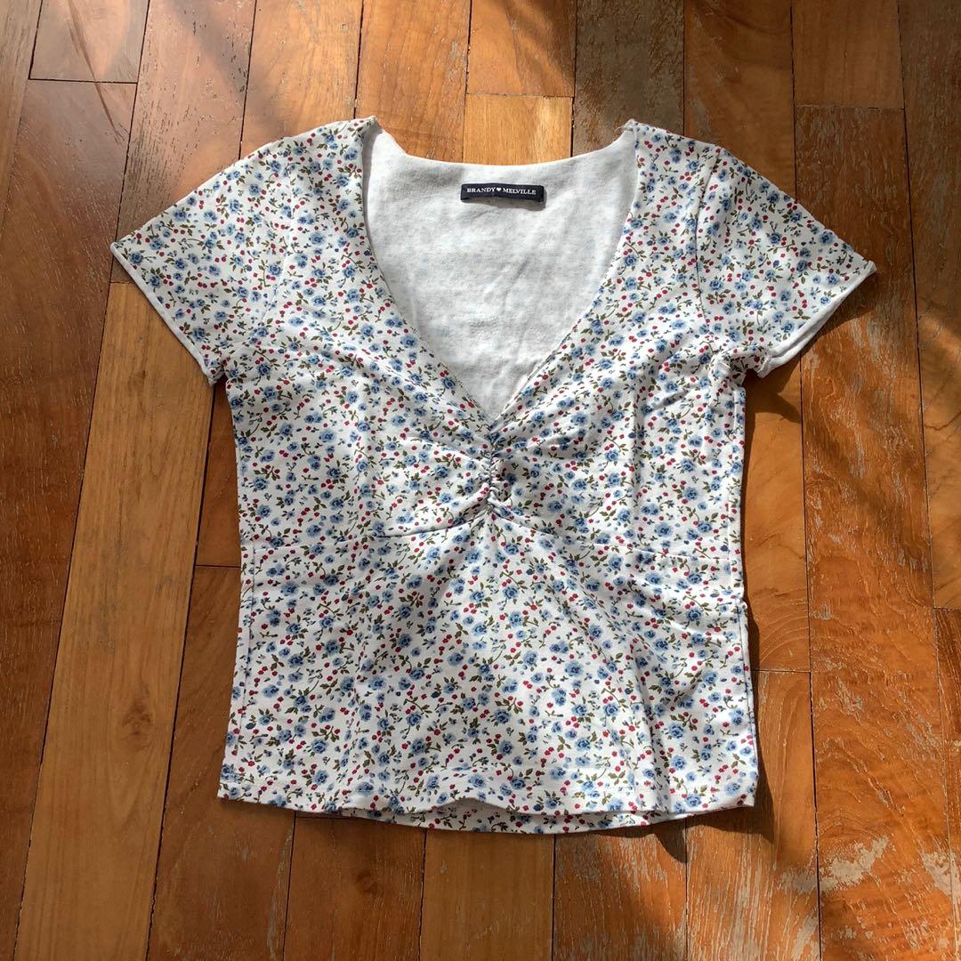 Brandy Melville Floral Gina Top Women S Fashion Clothes Tops On Carousell