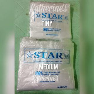 Clear Sando Bag Tiny and Medium ( Star ) per 100pcs 100% Virgin Materials Quality  Oxo Biodegradable