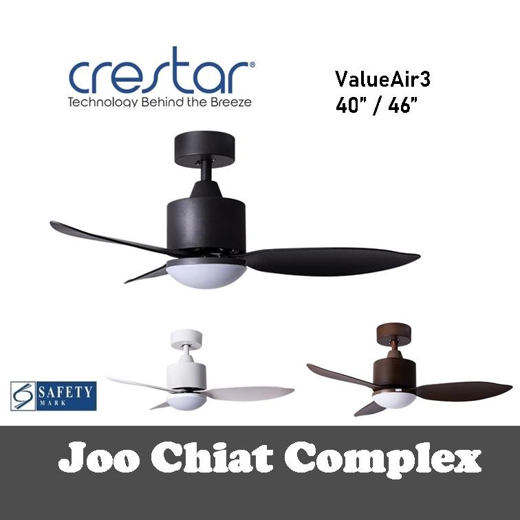CRESTAR ValueAir 40"/46" 3blade DC Ceiling Fan with Light & Remote