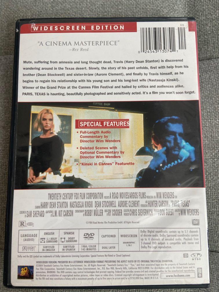 美版DVD — Paris Texas, 興趣及遊戲, 收藏品及紀念品, 明星周邊- Carousell