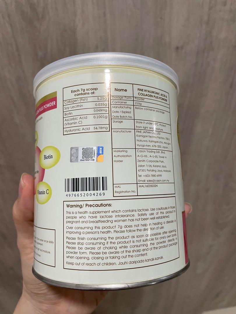 Fine hyaluronic acid collagen plus powder, Health & Nutrition, Health