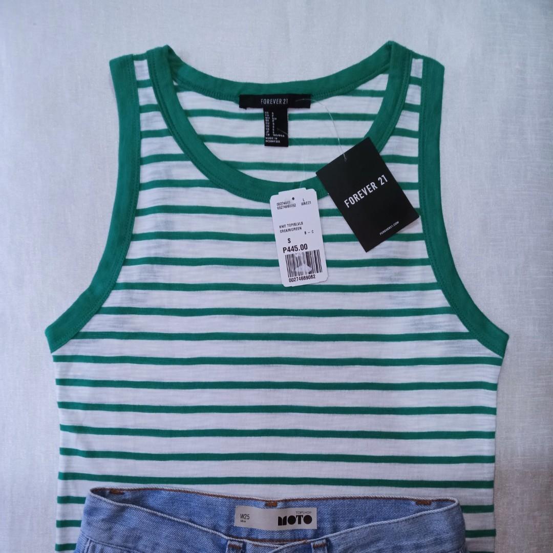 Forever 21 Striped Tank Top (Category: Sleeveless) located in Marikina City. Submitted by happycache (Listing ID 1083802678, Image 1). Description: BNWT ♡ Available in S (1) Small | 14" width 22" length Model is wearing size small Dm if interested ♡ © FOREVER 21.