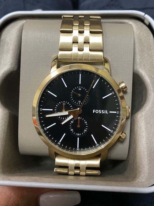 fossil gold watch mens