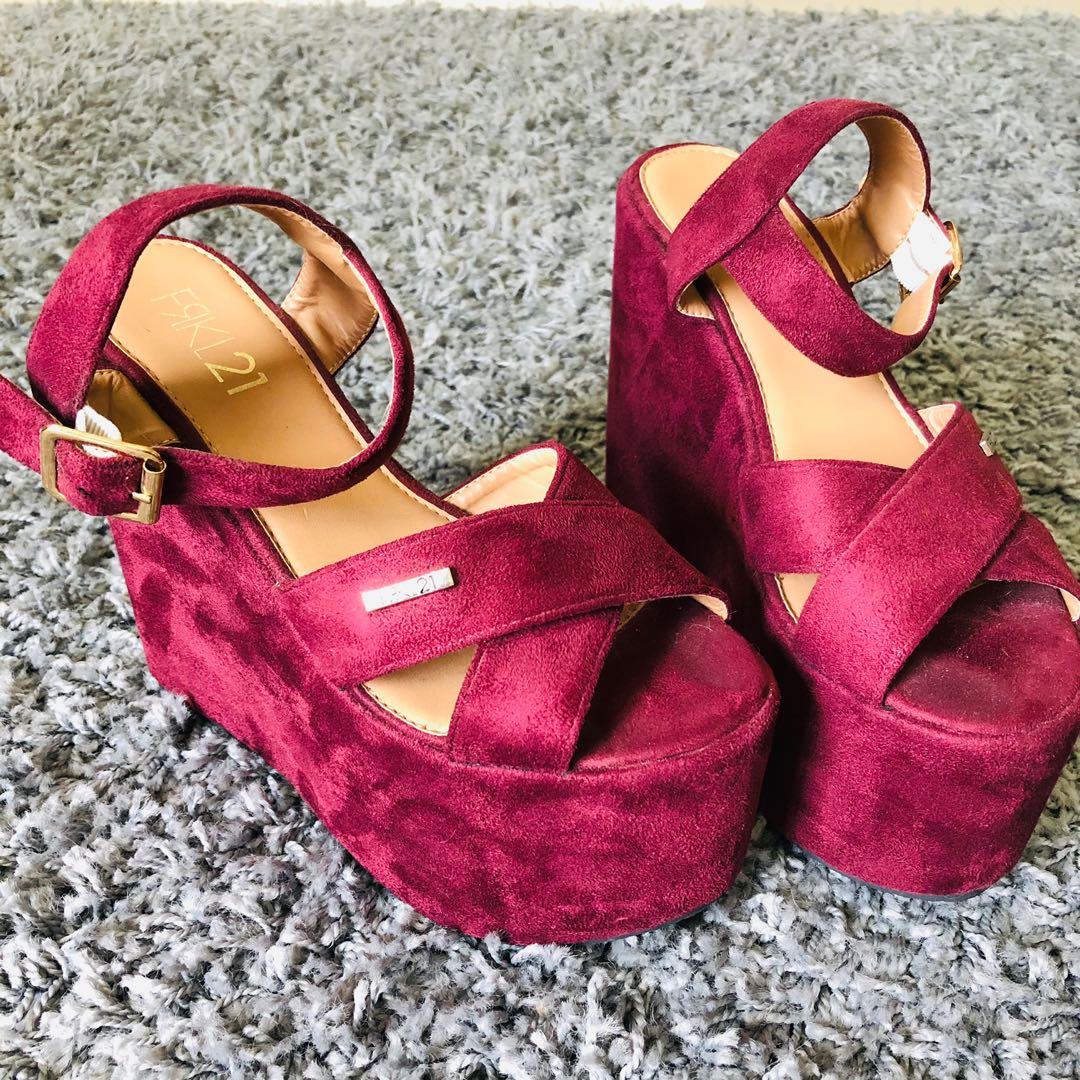 Maroon wedges hotsell