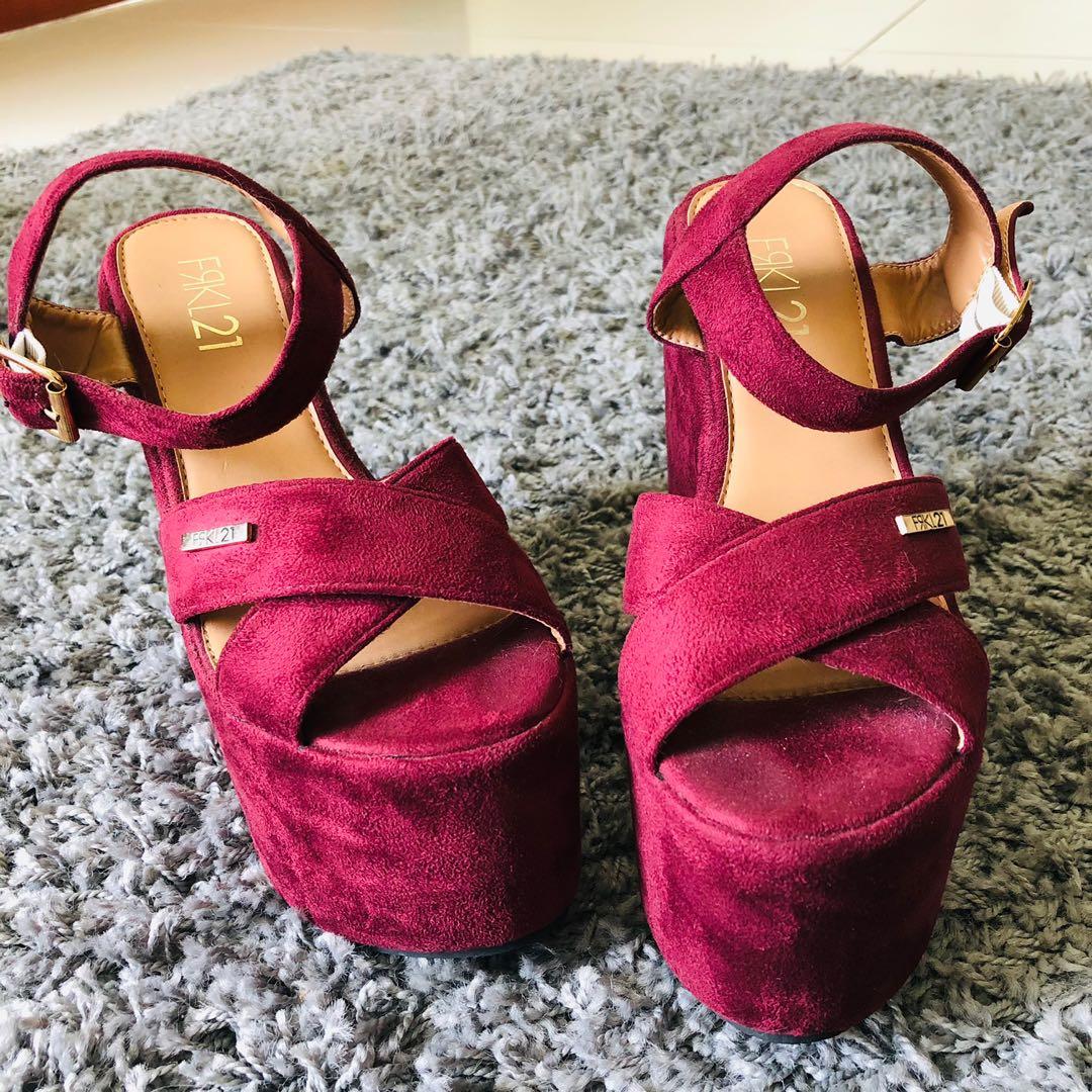 Maroon wedges hotsell