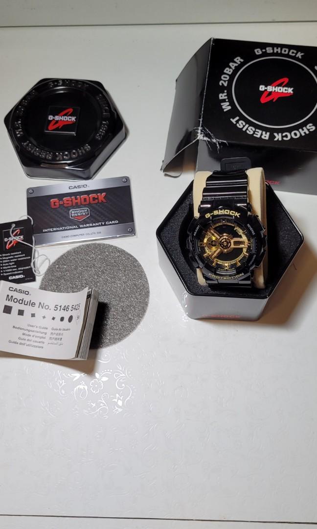 Casio G-shock GA-110 GB Wr20bar黑金手錶男女, 男裝, 手錶及配件
