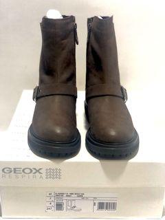 GEOX ASHEELY NUBLUCL LEATHER BUCKLE CALF BOOTS