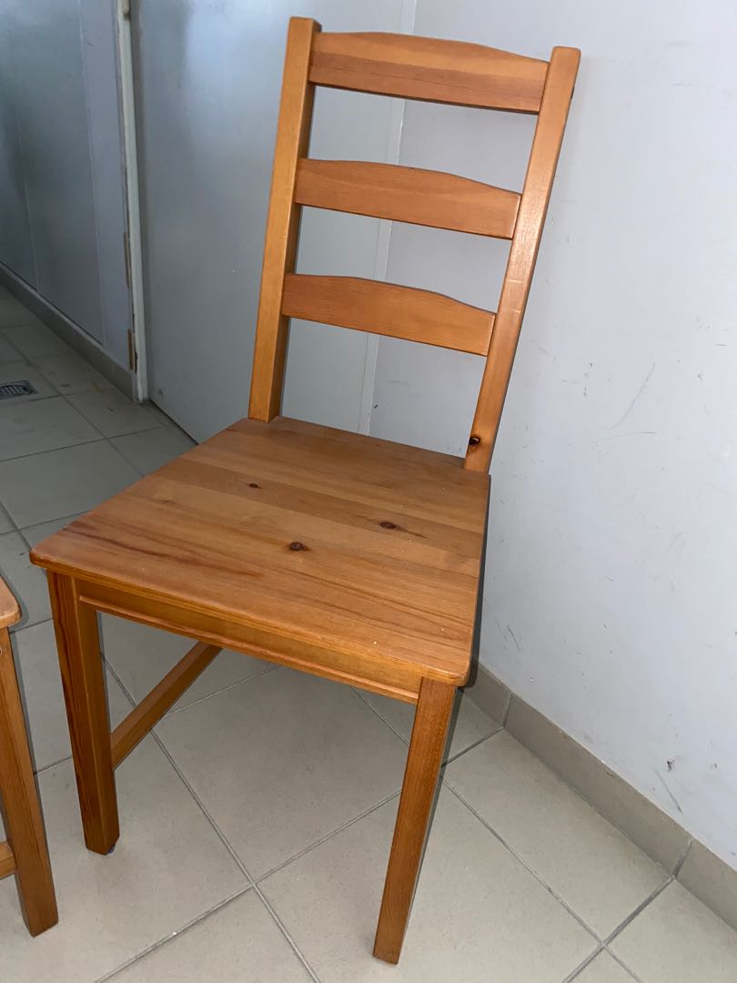 Ikea natural wood pine chairs, Furniture & Home Living, Furniture, Tables & Sets on Carousell