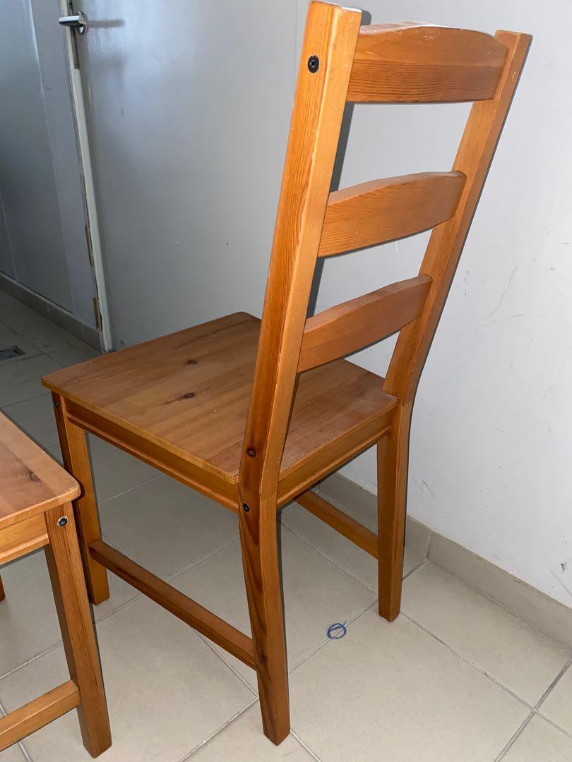 Ikea natural wood pine chairs, Furniture & Home Living, Furniture