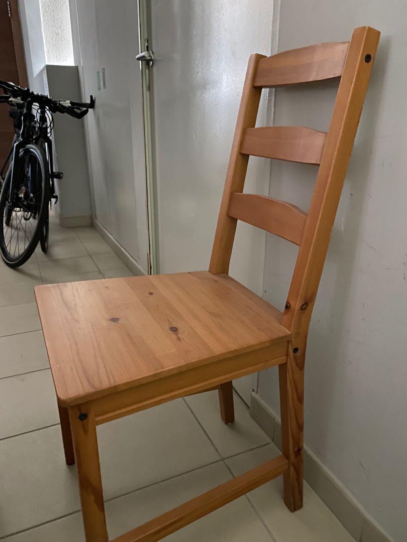 Ikea natural wood pine chairs, Furniture & Home Living, Furniture