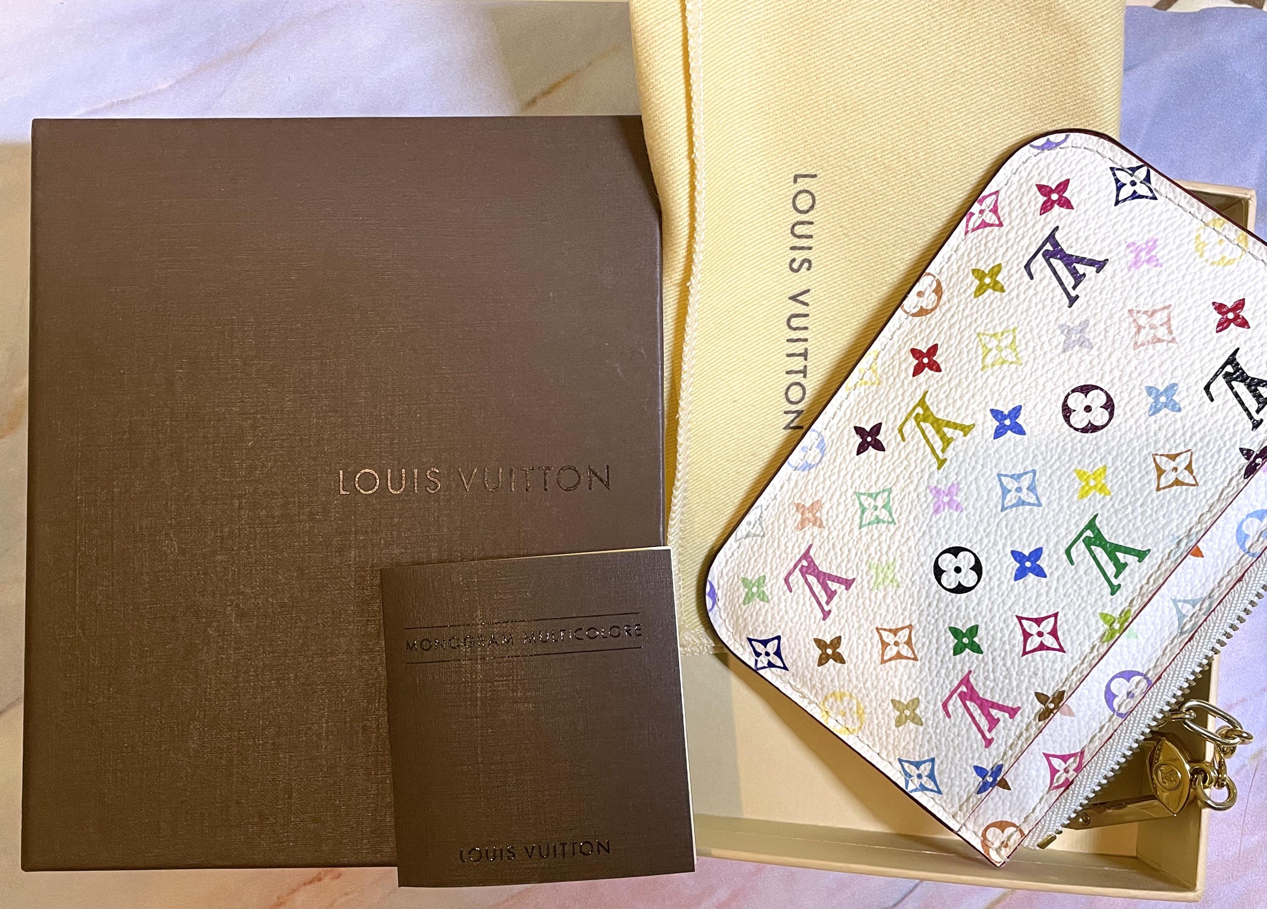 Purses, Wallets, Cases Louis Vuitton Louis Vuitton Multicolor Pochette Cles NM Coin Purse White M93734 LV Auth 49653