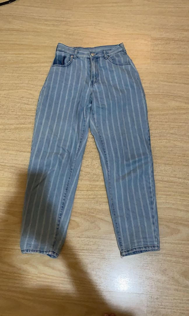 Pull and bear striped mom jeans discount