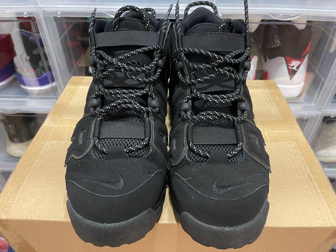 Nike Air More Uptempo Triple Black 3M Reflective UK12 Men s