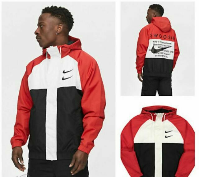 swoosh woven hooded jacket
