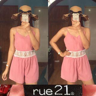 Old Rose Lacy Waist Romper