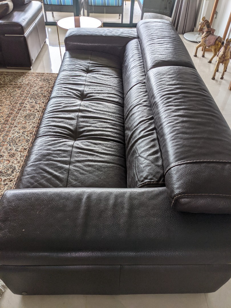 Original NATUZZI genuine leather sofa, Furniture & Home Living