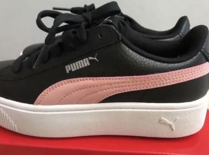 Puma Vikky Stacked Sneakers in Black and Bridal Rose