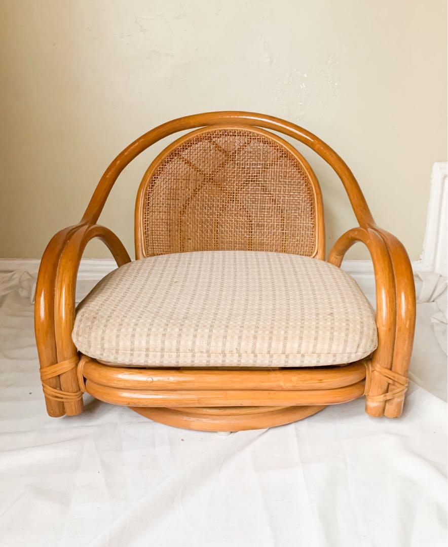 Rattan Swivel Floor Chair Furniture Home Living Furniture Chairs On Carousell