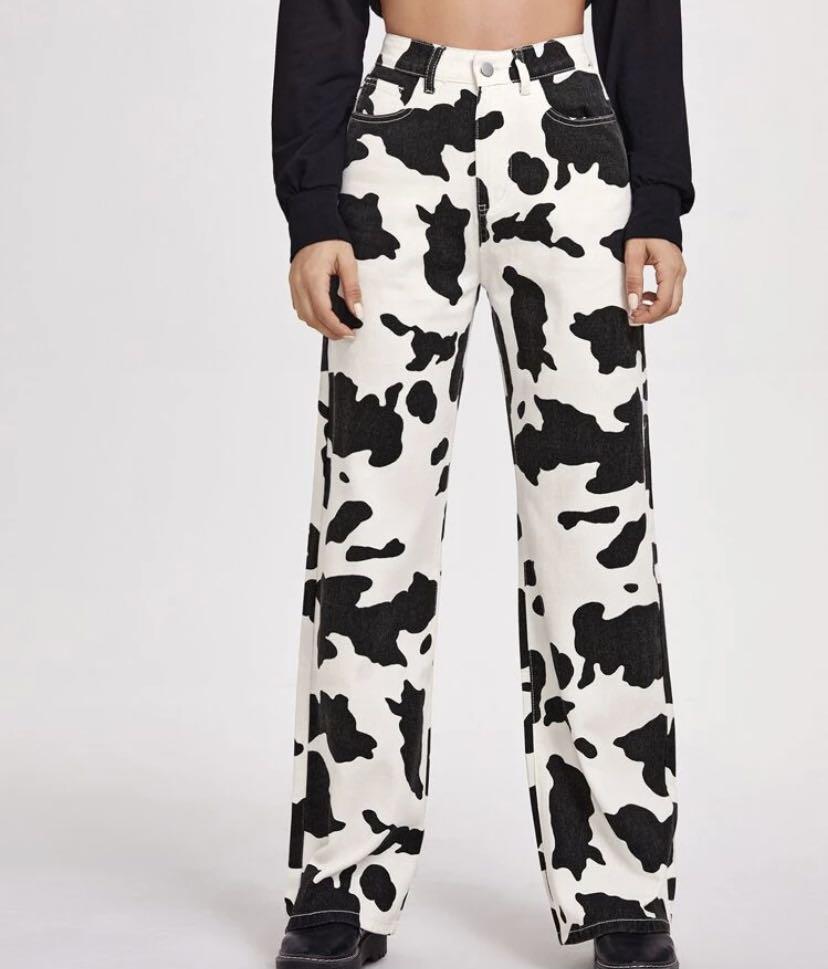 Cow print flare trousers Clearance
