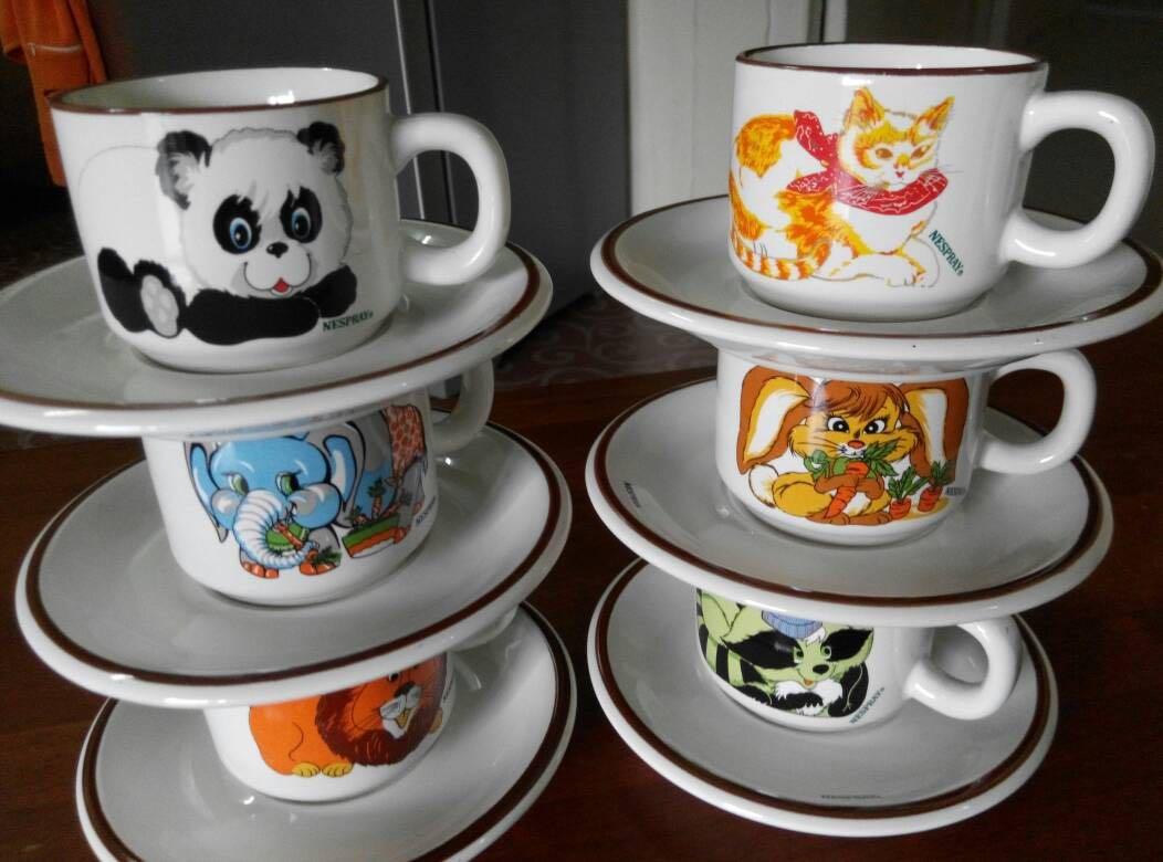 Tea set (Category: Coffee & Tea Tableware) located in Kuala Lumpur. Submitted by raymen9 (Listing ID 1083744702, Image 1). Description: Two different types Nespray collection with animals -rm 80 Unbranded set with flowers - rm 40 Selling by set.