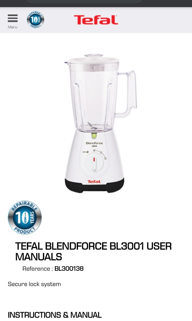Tefal BlendForce BL3001 blender 特福攪拌機, 家庭電器, 廚房電器, 榨汁機及攪拌機 Carousell