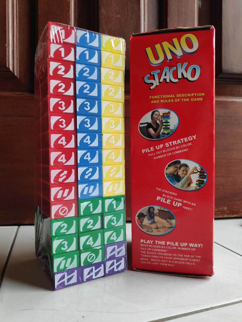 Uno stacko toys collectibles permainan papan kartu di carousell