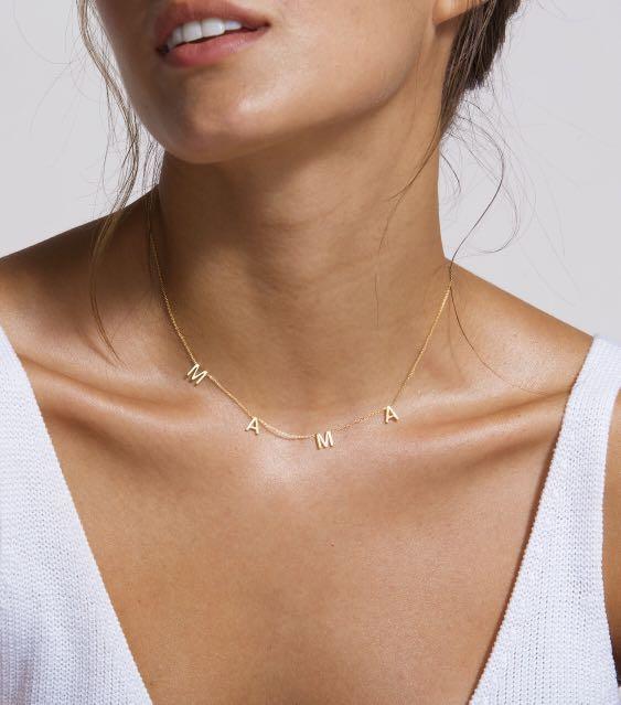 14K 18K MAMA Solid Gold Initial Necklace Women s Fashion Jewelry
