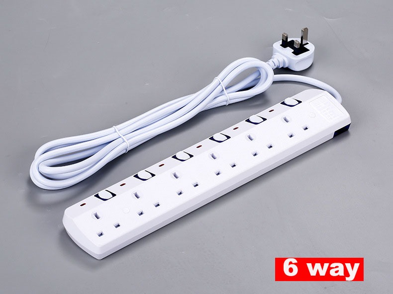 4 way/6 way Extension Socket 3M with Safety shutter, TV & Home ...