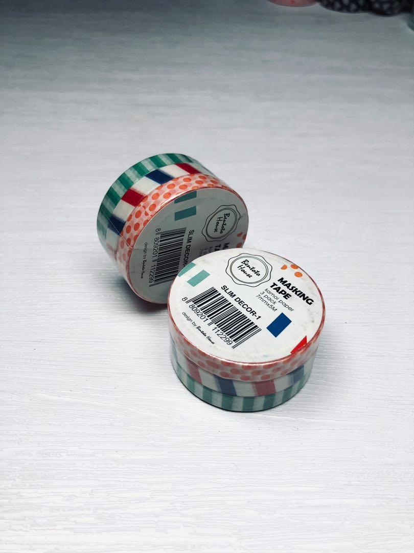 包本地平郵 全新 Kamoi paper masking tape 手帳 紙膠帶 7mm x 5M 3 in 1 pack 一捲, 興趣及遊戲